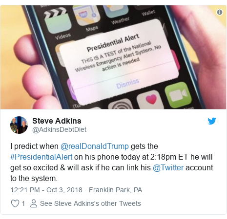 Presidential alert: US mobile phones get test message